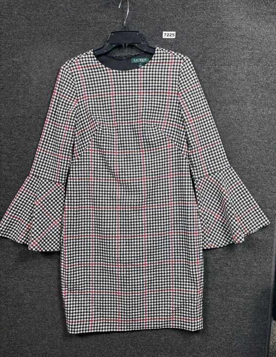 Ralph Lauren Dresses & Skirts - Lauren Ralph Lauren Shift Dress Womens Size 6 Black White & Red Houndstooth